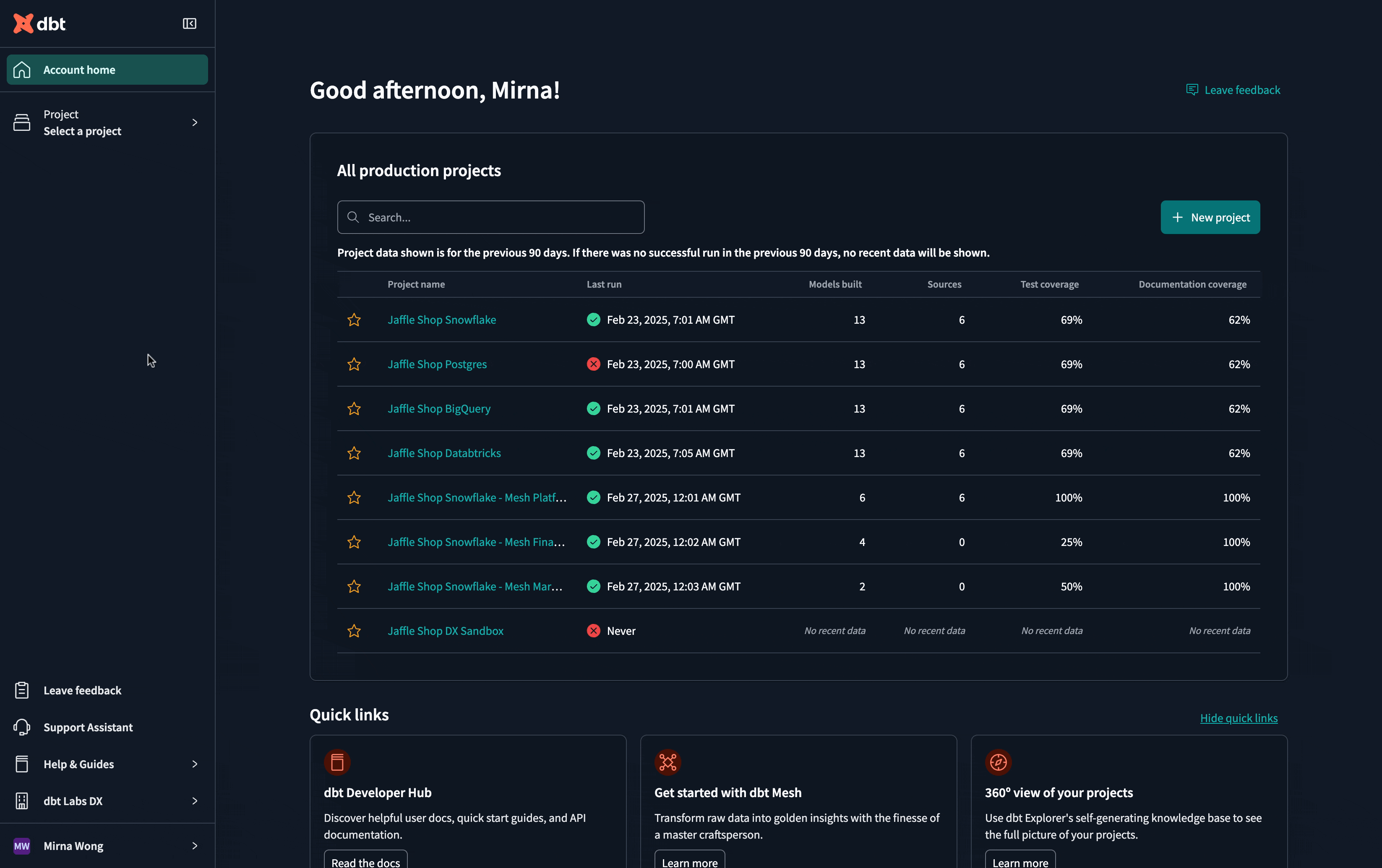 Leave feedback in dbt Leave feedback in dbt